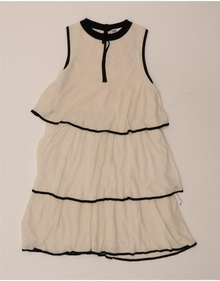 Zara Γυναικείο φόρεμα UK 10 Small White Viscose
