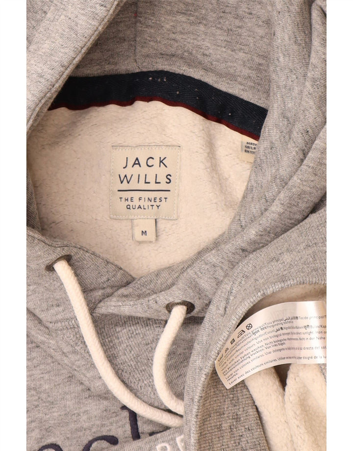 Jack Wills Ανδρικό γραφικό μπλουζάκι με κουκούλα, μεσαίο γκρι βαμβακερό
