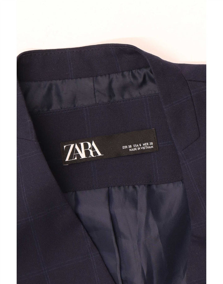 Zara Γυναικείο μπουφάν σακάκι με 1 κουμπί EU 38 Small Navy Blue Check