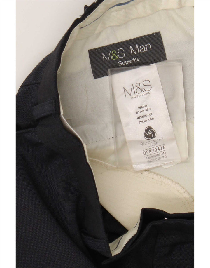 Ανδρικό ίσιο παντελόνι Marks & Spencer W32 L31 Navy Blue Wool