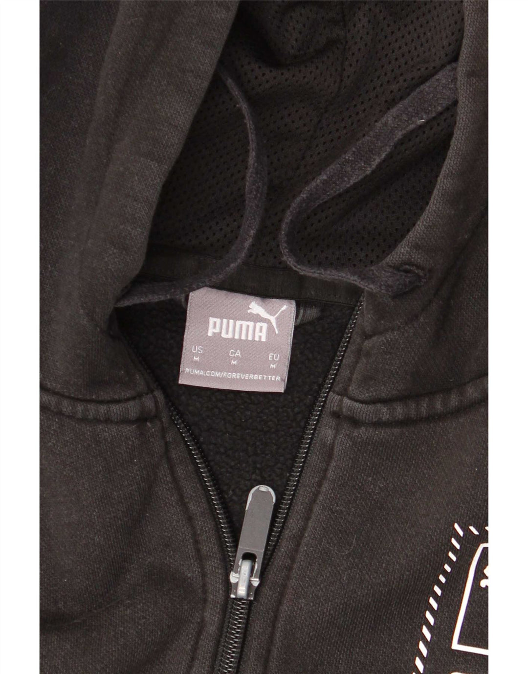 Ανδρικό πουλόβερ με κουκούλα με φερμουάρ Puma, μεσαίο μαύρο βαμβακερό