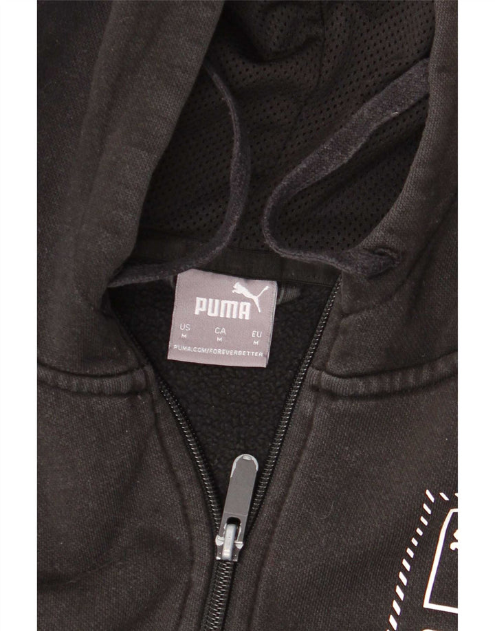 Ανδρικό πουλόβερ με κουκούλα με φερμουάρ Puma, μεσαίο μαύρο βαμβακερό