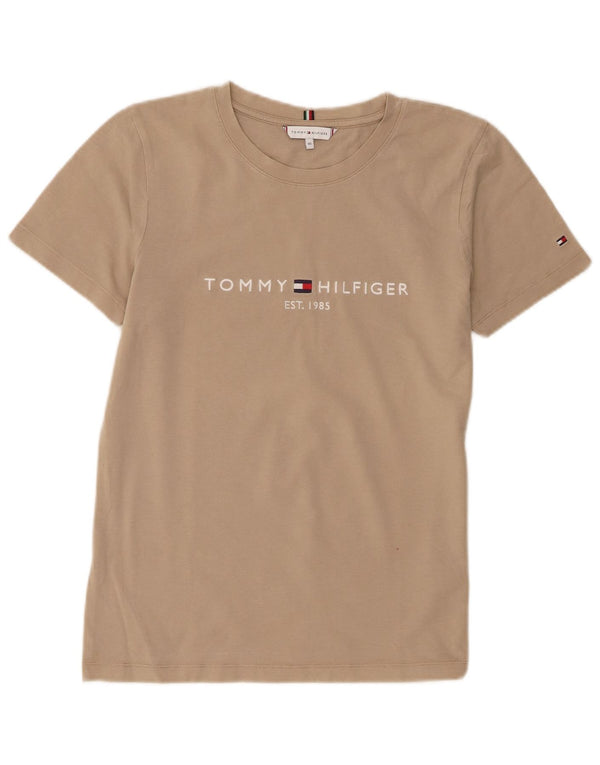 Γυναικείο γραφικό μπλουζάκι Tommy Hilfiger Top UK 6 XS Μπεζ βαμβακερό