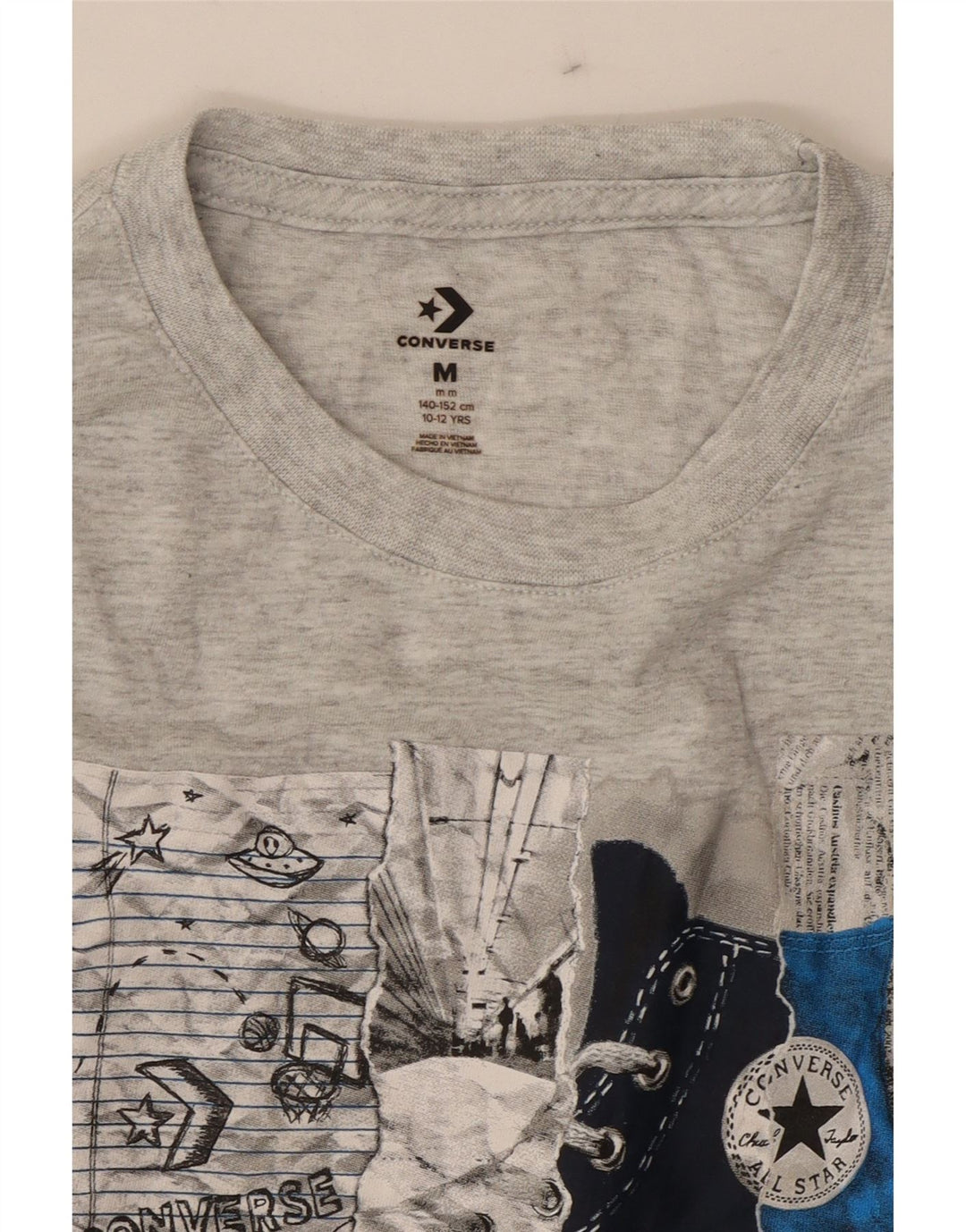 CONVERSE Boys Graphic T-Shirt Top 10-11 Years Medium  Grey Cotton Vintage Converse and Second-Hand Converse from Messina Hembry 