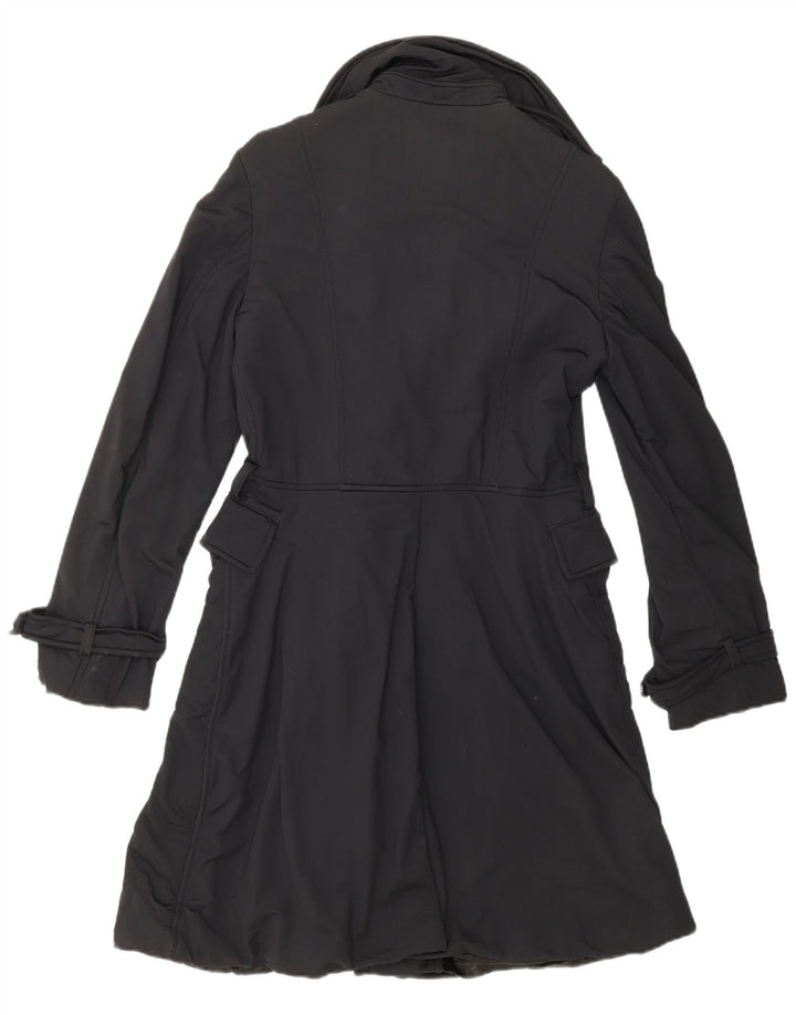GAS Womens Double Breasted Trench Coat UK 10 Small Black Polyamide
