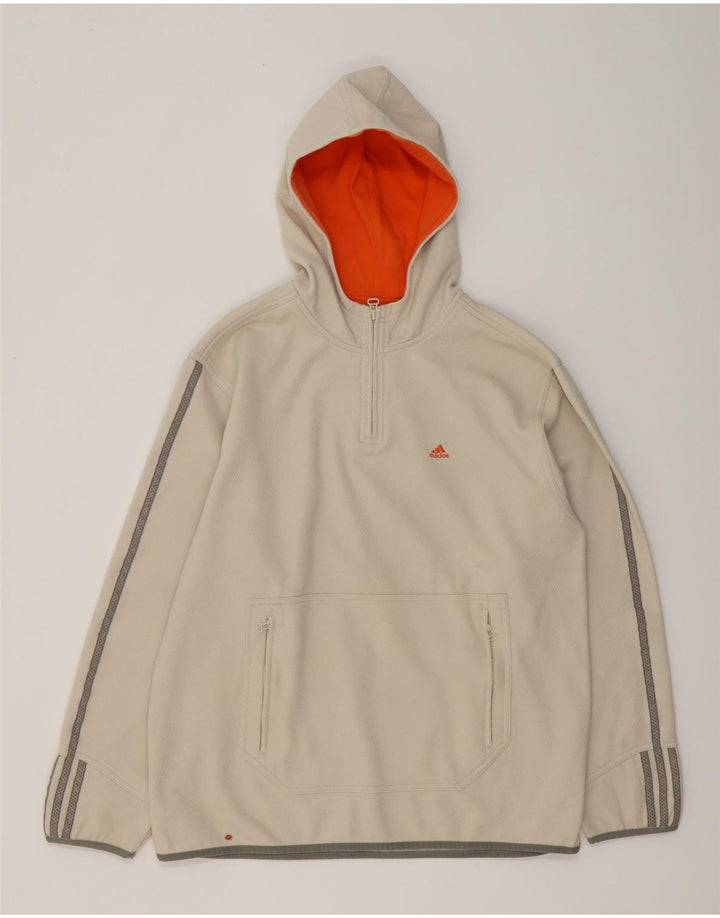 Ανδρικό κουκούλα με φερμουάρ Adidas, μεσαίο λευκό πολυεστέρας