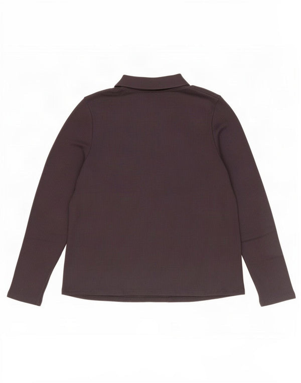 Marks & Spencer Γυναικείο μακρυμάνικο μπλουζάκι πόλο UK 18 XL μωβ πολυεστέρας
