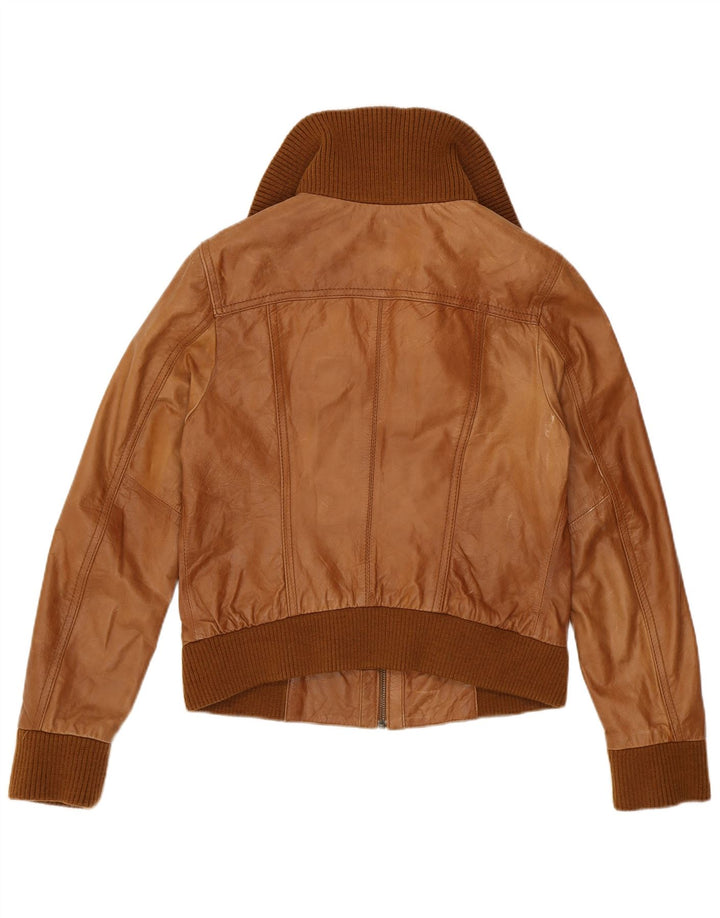Pimkie Γυναικείο Bomber Leather Jacket UK 12 Medium Brown