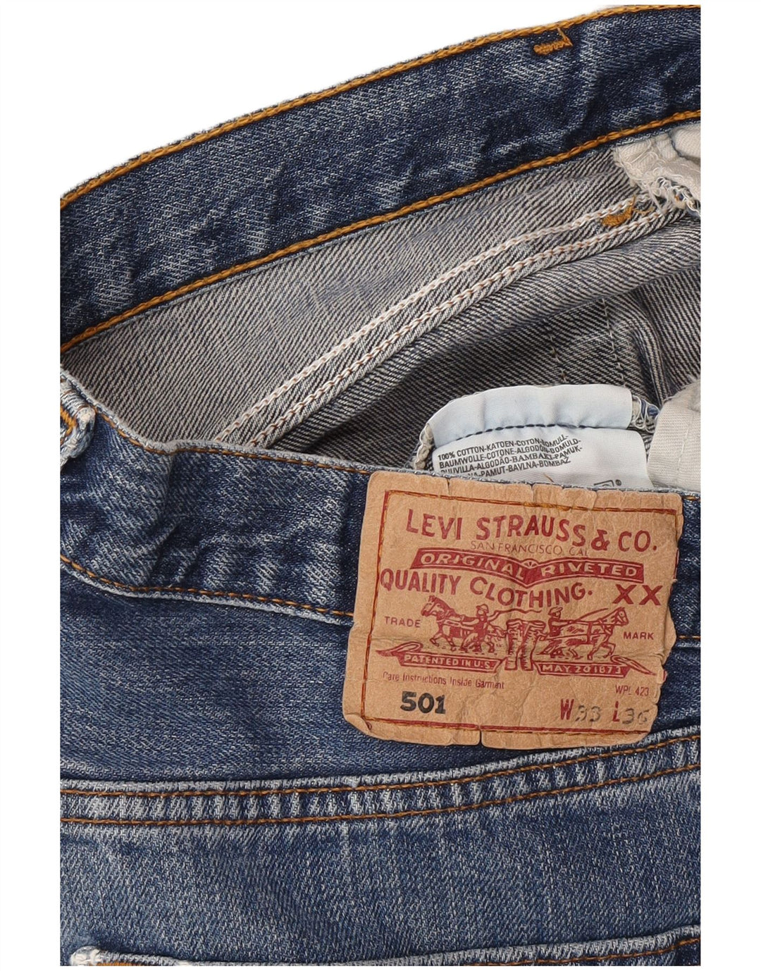 Ανδρικό τζιν σορτς LEVI'S 501 W33 Βαμβακερό μεσαίο μπλε
