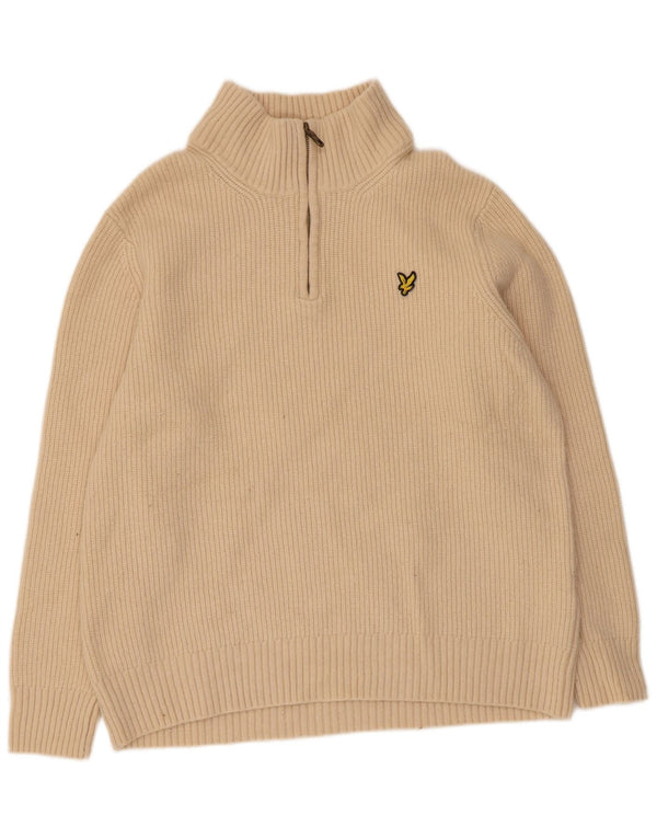 Ανδρικό πουλόβερ με φερμουάρ Lyle & Scott XL Beige