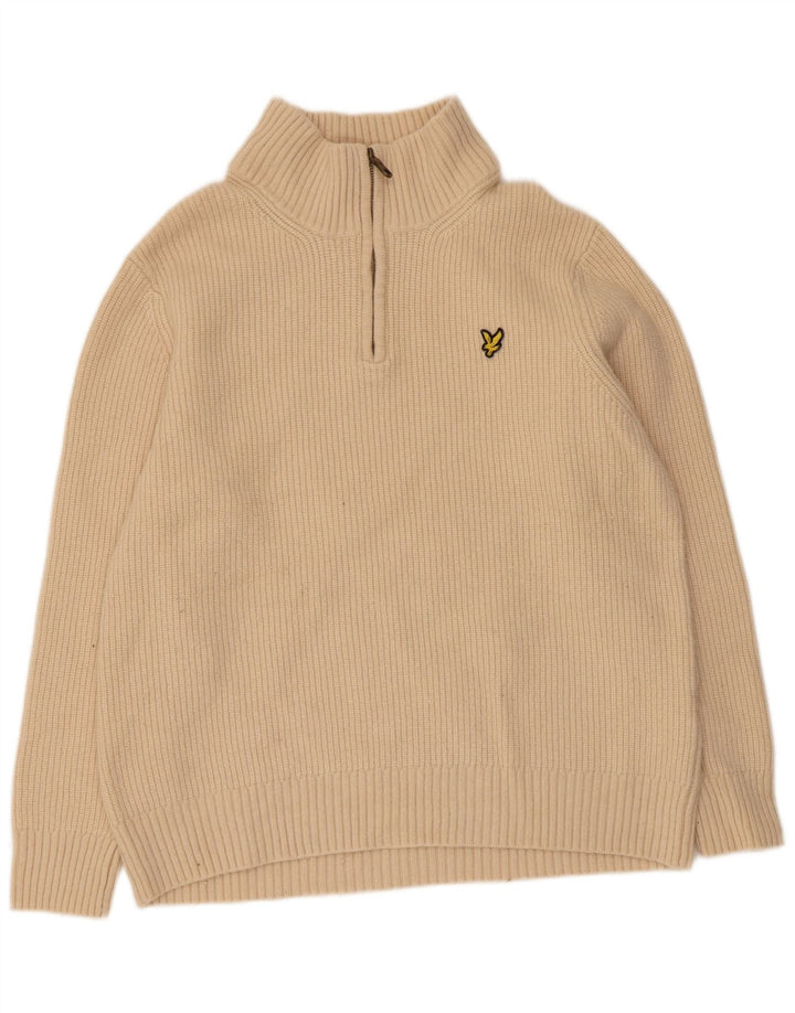 Ανδρικό πουλόβερ με φερμουάρ Lyle & Scott XL Beige