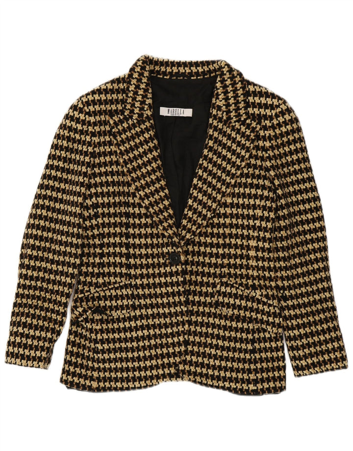 Marella Γυναικείο σακάκι σακάκι 1 κουμπιού UK 14 Large Brown Houndstooth