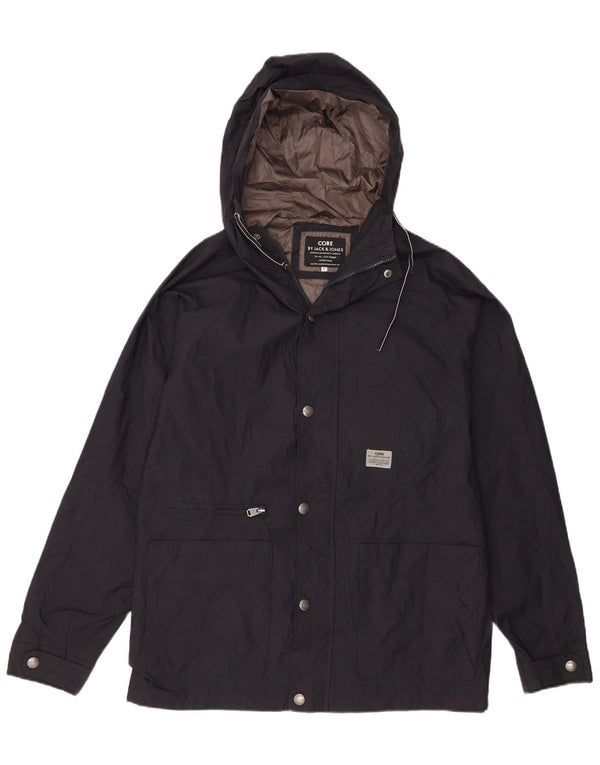 Jack & Jones Ανδρικό μπουφάν βροχής με κουκούλα UK 40 Large Navy Blue Nylon