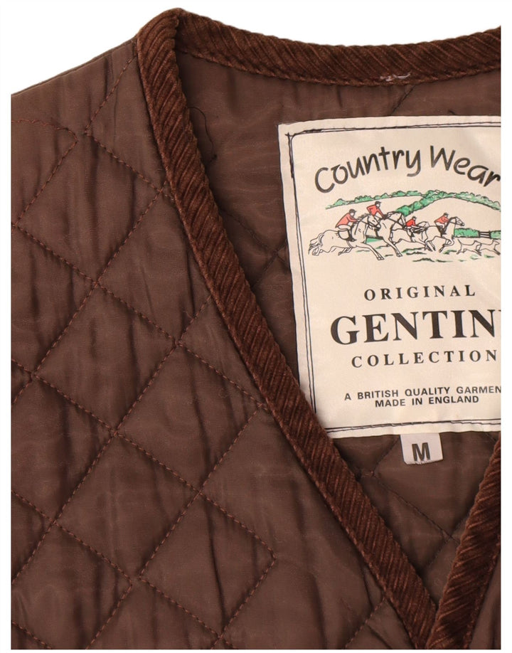 Vintage Ανδρικό καπιτονέ Gilet UK 38 Μεσαίου καφέ Πολυεστέρας