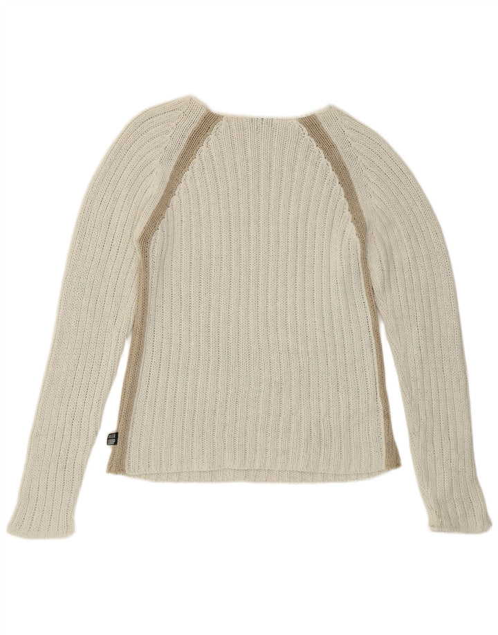 Killer Loop Γυναικείο πουλόβερ με λαιμόκαυστο UK 10 Small White ριγέ