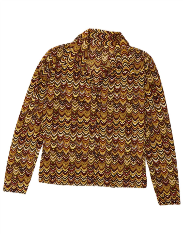 Vintage γυναικείο πουκάμισο μπλούζα UK 12 Medium πολύχρωμο γεωμετρικό