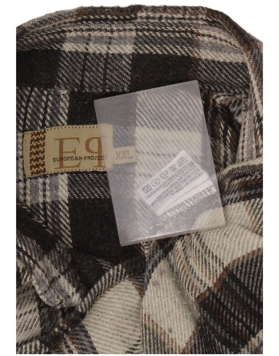 Ανδρικό πουκάμισο European Project Flannel 2XL Grey Check Acrylic