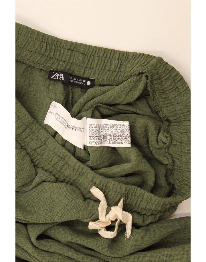 Zara Γυναικείο Joggers Casual Παντελόνι Μικρό Χακί Πολυεστέρας