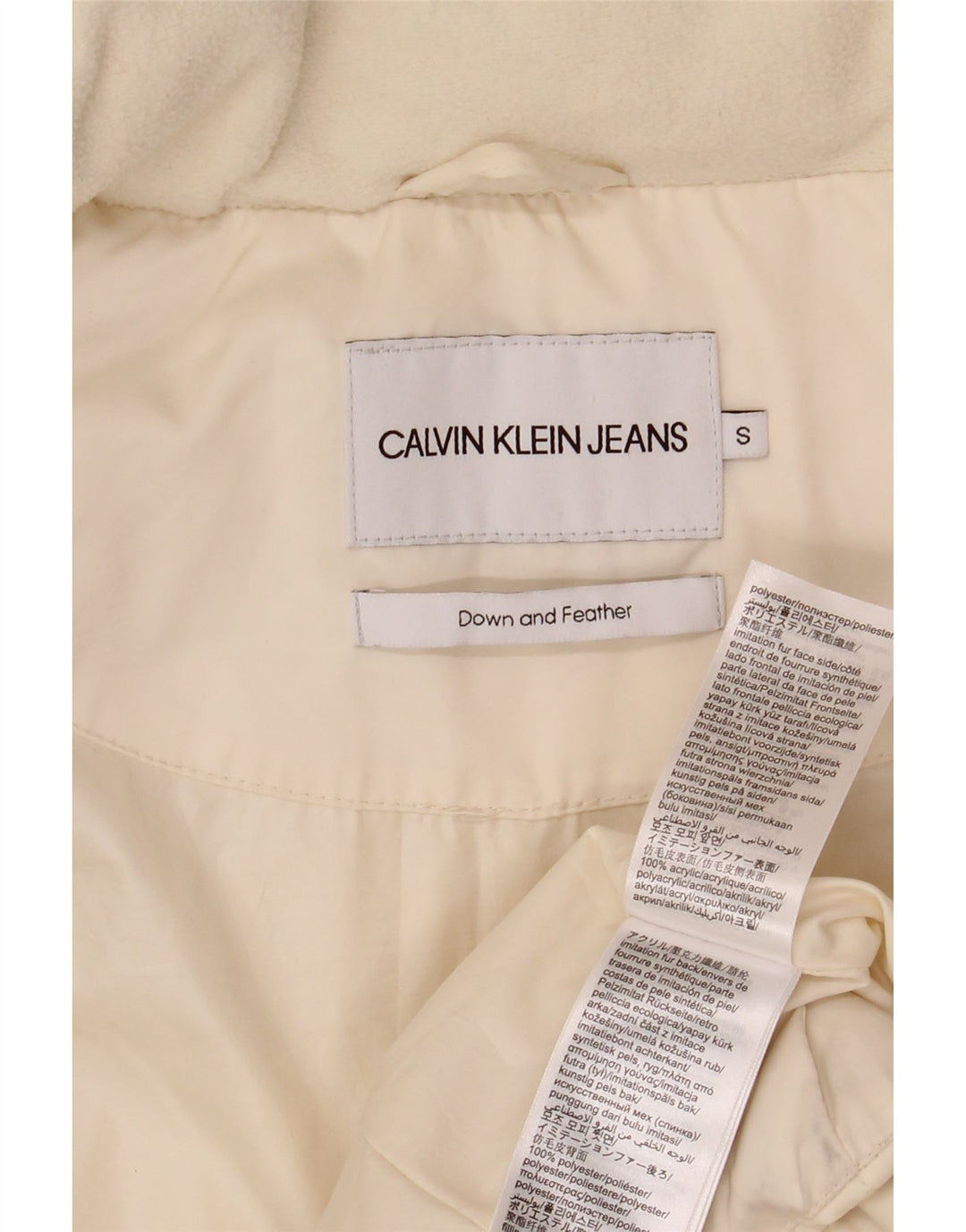 CALVIN KLEIN JEANS Γυναικείο υπερμεγέθη μπουφάν με επένδυση UK 10 Small Off White