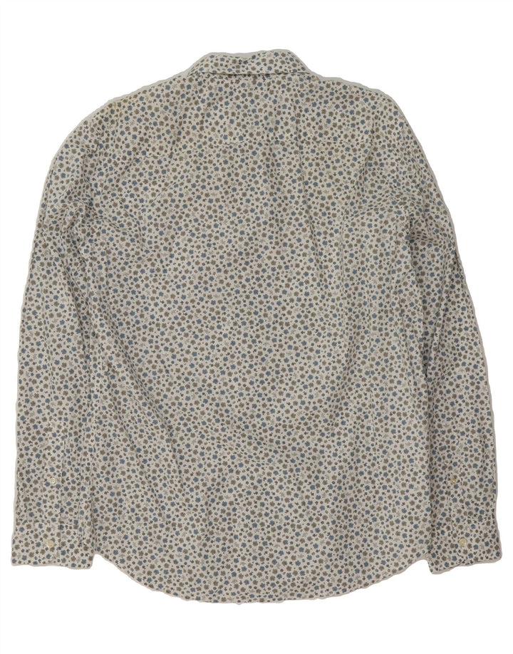 BENETTON Mens Slim Shirt Large White Floral Vintage Benetton and Second-Hand Benetton from Messina Hembry 