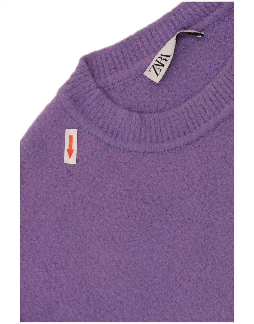 Γυναικείο πουλόβερ ZARA Crop Oversized Crew Neck Jumper UK 10 Small Purple