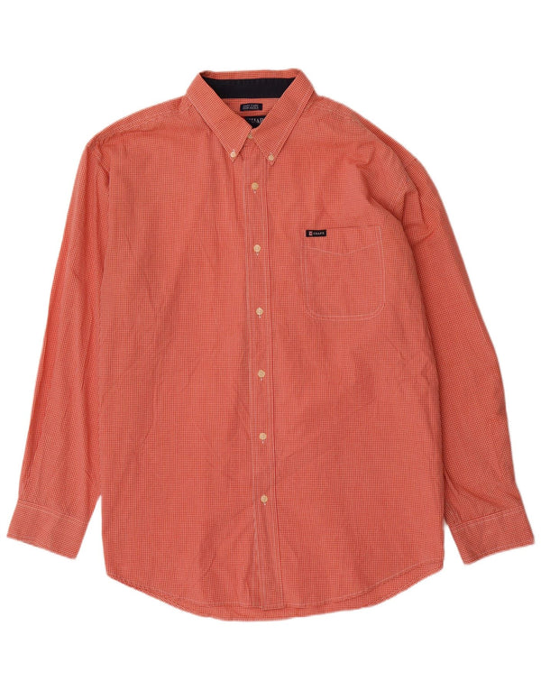 Chaps Ανδρικό πουκάμισο XL Πορτοκαλί Gingham Cotton