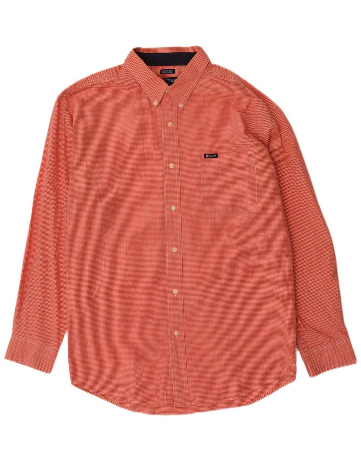 Chaps Ανδρικό πουκάμισο XL Πορτοκαλί Gingham Cotton