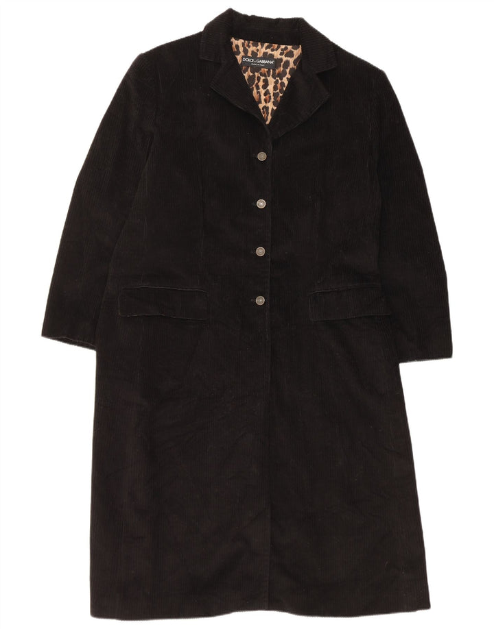Dolce & Gabbana Γυναικείο Κοτλέ Παλτό IT 44 Medium Black Cotton Classic