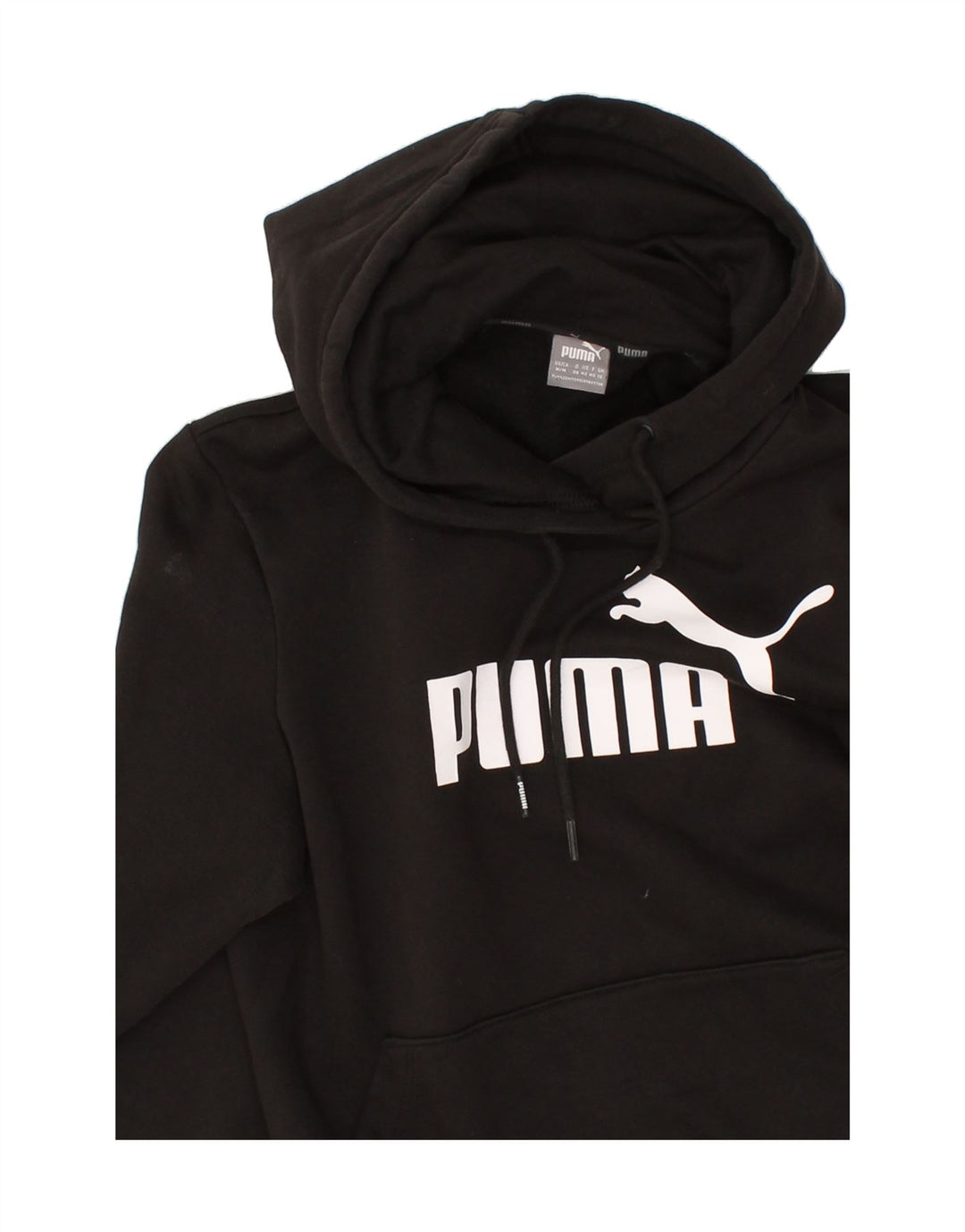 PUMA Womens Graphic Hoodie Jumper UK 12 Medium  Black Polyester Vintage Puma and Second-Hand Puma from Messina Hembry 