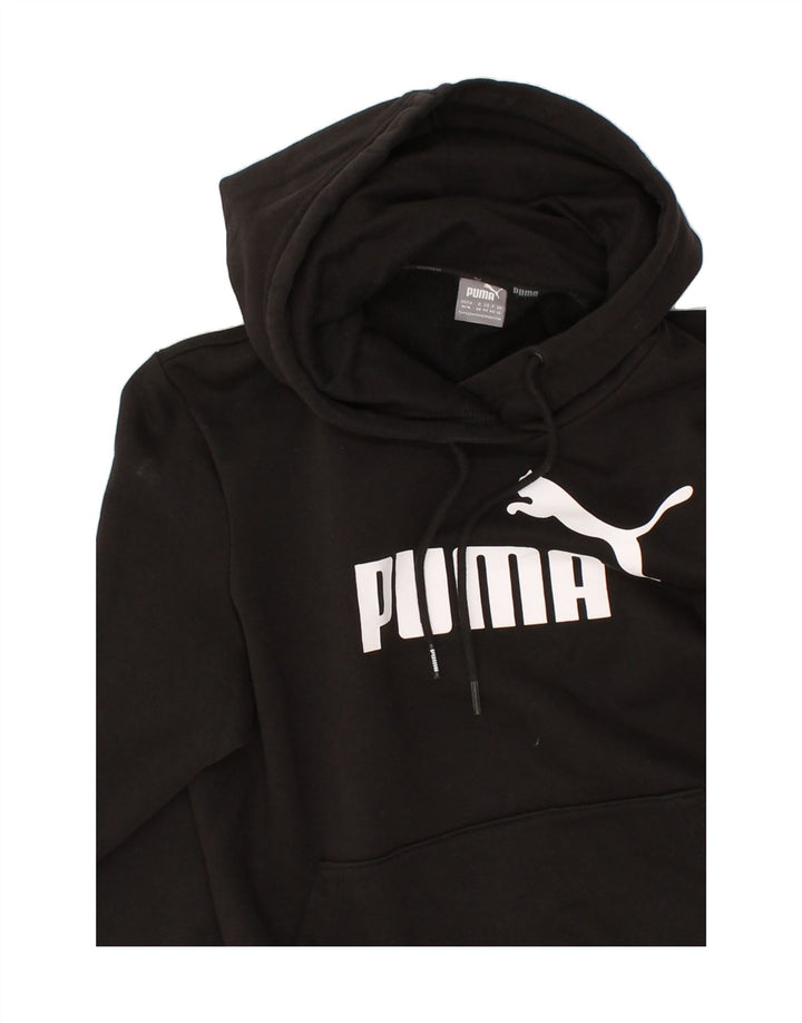 PUMA Womens Graphic Hoodie Jumper UK 12 Medium  Black Polyester Vintage Puma and Second-Hand Puma from Messina Hembry 