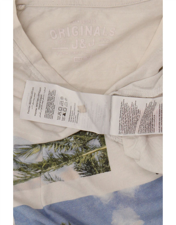 JACK & JONES Ανδρικό γραφικό T-Shirt Top XL Λευκό βαμβακερό
