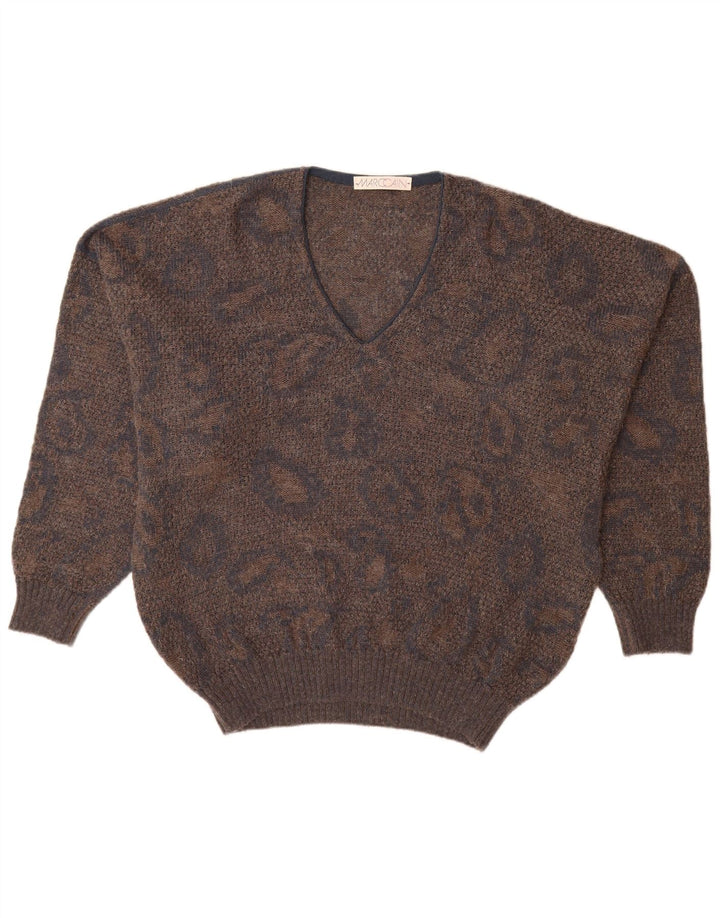 Ανδρικό πουλόβερ MARCCAIN με V λαιμόκοψη XL Καφέ γεωμετρικό μαλλί