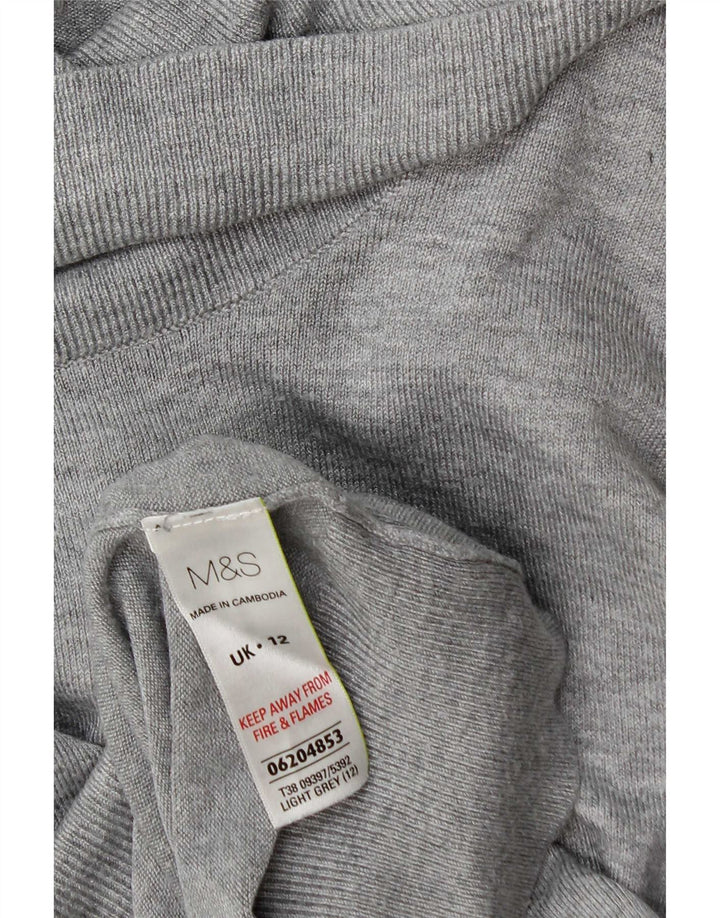 Marks & Spencer Γυναικείο πουλόβερ με ρολό λαιμόκοψη UK 12 μεσαίο γκρι βισκόζη