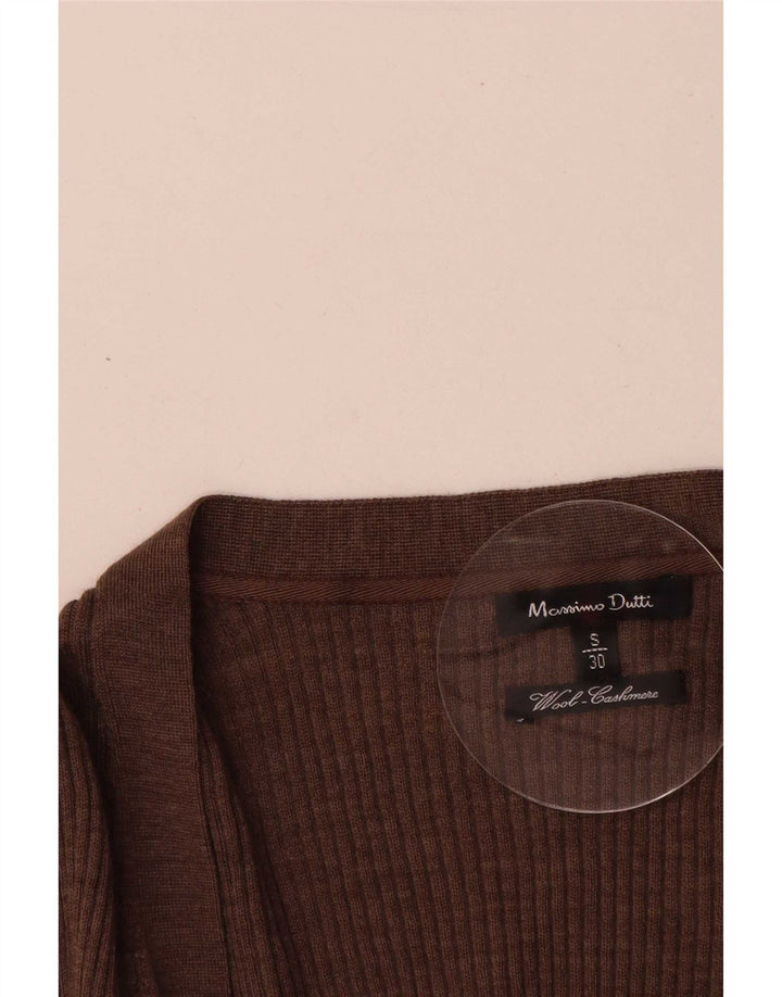 Massimo Dutti Γυναικείο πουλόβερ μακράς ζακέτας UK 10 Μικρό καφέ μαλλί