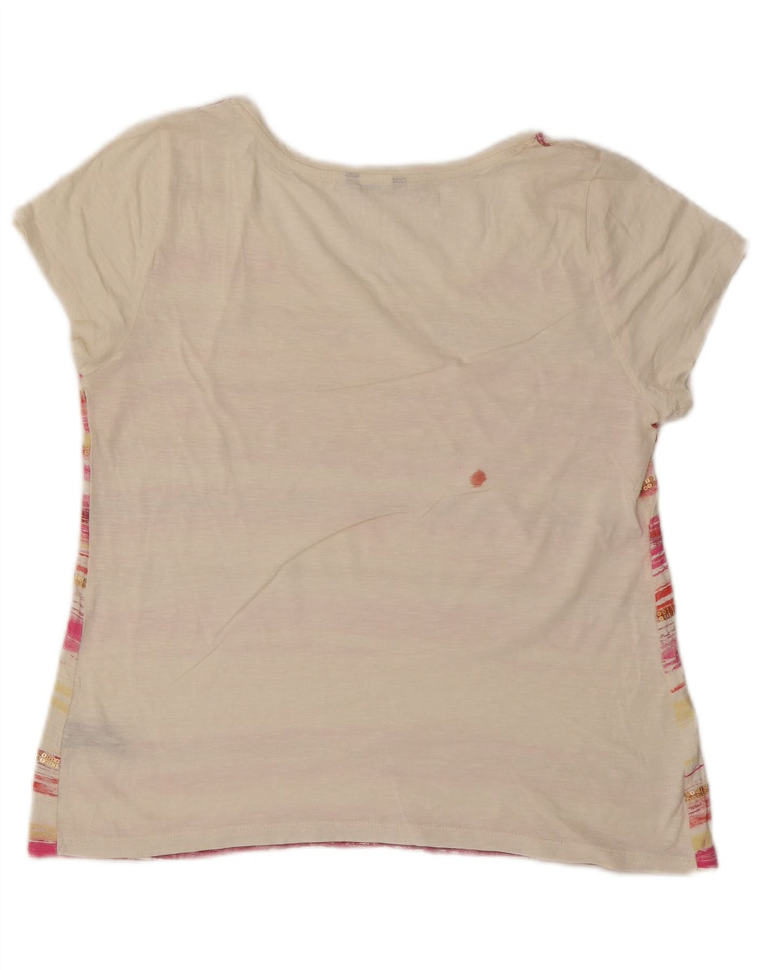 M&Co Γυναικείο T-Shirt Top UK 14 Μεσαίο λευκό ριγέ βαμβακερό