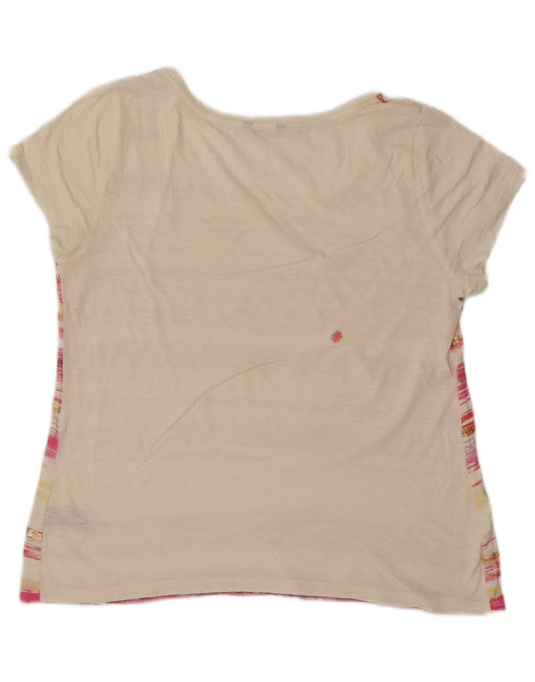 M&Co Γυναικείο T-Shirt Top UK 14 Μεσαίο λευκό ριγέ βαμβακερό
