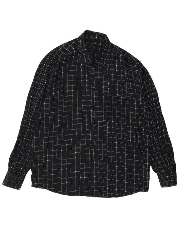 Vintage Mens Shirt Large Black Geometric Viscose