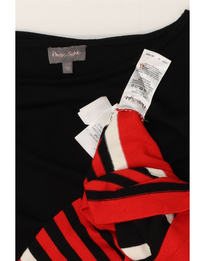 ΦΑΣΗ ΟΓΔΟ Γυναικείο φόρεμα 3/4 με μανίκια UK 10 Μικρό μαύρο ριγέ