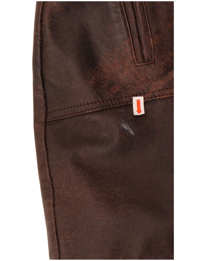 Vintage Γυναικείο Δερμάτινο Παλτό UK 14 Δερμάτινο Μεσαίο Καφέ