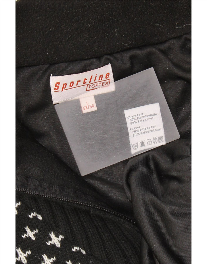 VINTAGE Ανδρικό πουλόβερ με φερμουάρ IT 52/54 Large Black Fair Isle