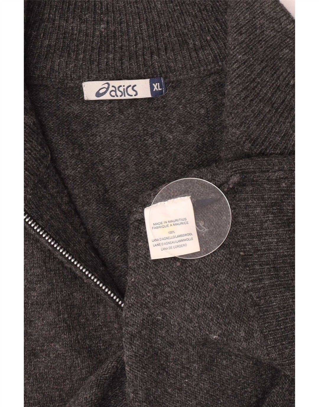 Ανδρικό πουλόβερ Asics με φερμουάρ XL Lambswool σε γκρι χρώμα