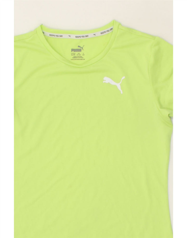 PUMA Girls T-Shirt Top 13-14 Years Green Polyester Vintage Puma and Second-Hand Puma from Messina Hembry 