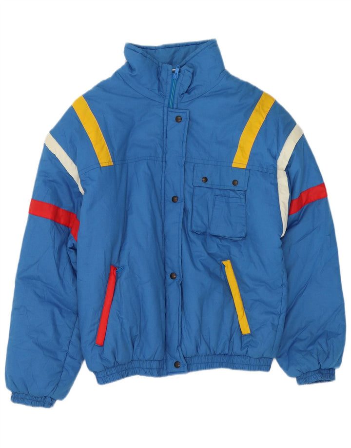 Vintage γυναικείο μπουφάν σκι EU 42 Large Blue Colorblock Πολυεστέρας