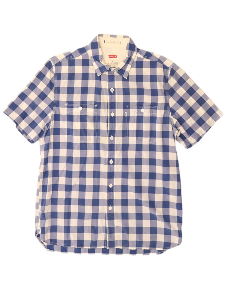 Ανδρικό κοντομάνικο πουκάμισο Levi's Standard Fit, μεσαίο μπλε βαμβακερό Gingham
