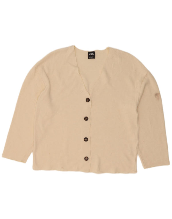 Zara Γυναικεία Ζακέτα Τοπ UK 14 Medium Off White Viscose