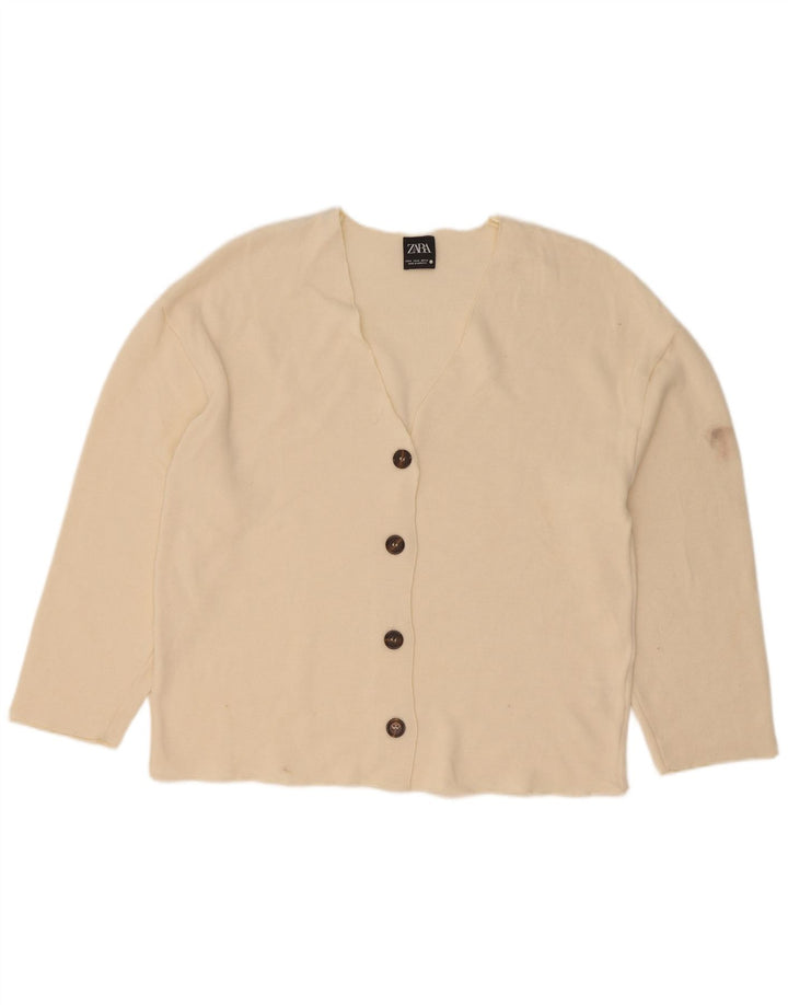 Zara Γυναικεία Ζακέτα Τοπ UK 14 Medium Off White Viscose
