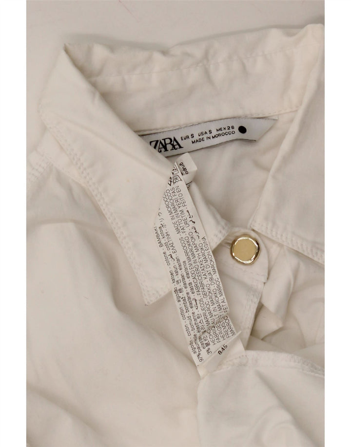 ZARA Womens Longline Oversized Shirt UK 10 Small White Cotton Vintage Zara and Second-Hand Zara from Messina Hembry 