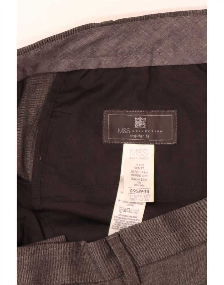 Marks & Spencer Ανδρικό ίσιο παντελόνι με κανονική εφαρμογή W42 L33 Γκρι