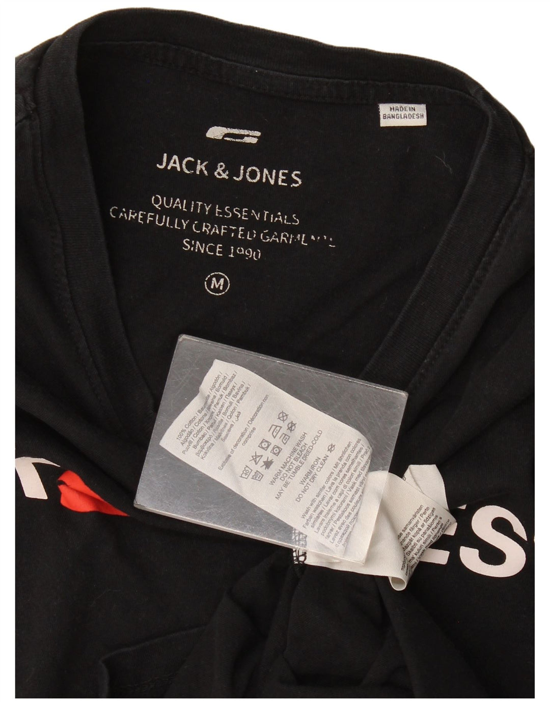 Jack & Jones Ανδρικό γραφικό T-Shirt Top Μεσαίο μαύρο βαμβακερό