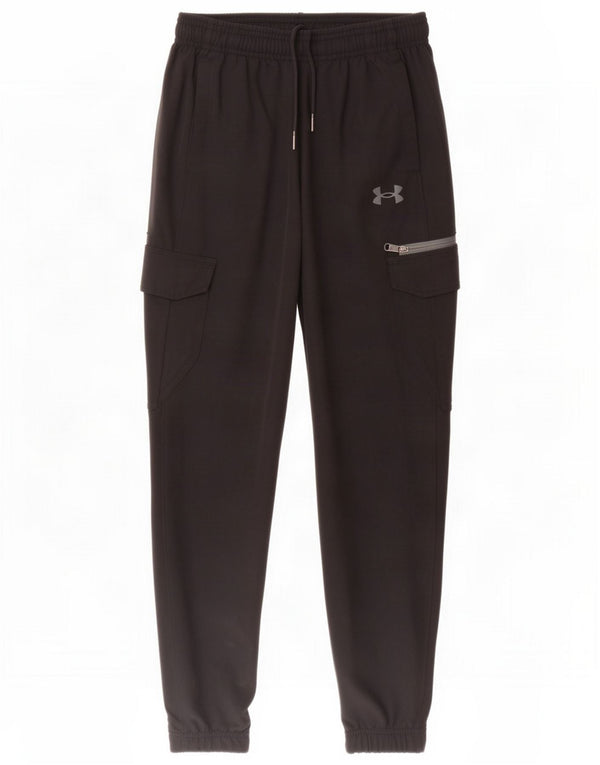 Under Armor Boys Cargo Tracksuit Trousers Joggers 9-10 Years Medium Black